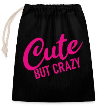 Mignon mais fou - Citation cool - Doux mais fou - Sac cadeau en coton avec cordon (25 x 30 cm) - noir - Devant