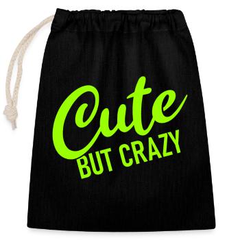 Mignon mais fou - Citation cool - Doux mais fou - Sac cadeau en coton avec cordon (25 x 30 cm) - noir - Devant
