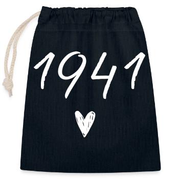 1941 Heart Birthday - Closable cotton gift bag (25x30cm) - navy - Front