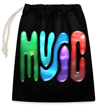 Neon Music Text - Closable cotton gift bag (25x30cm) - black - Front