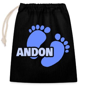 Birth of Andon - Closable cotton gift bag (25x30cm) - black - Front