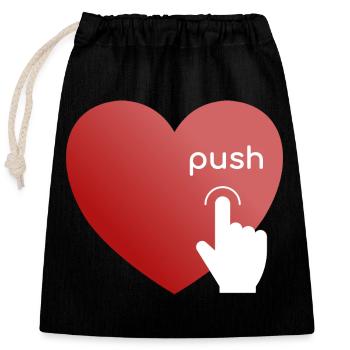 Poussez mon cœur - Sac cadeau en coton avec cordon (25 x 30 cm) - noir - Devant