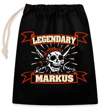 Prénom Markus - Sac cadeau en coton avec cordon (25 x 30 cm) - noir - Devant
