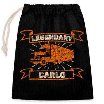 Gift for Carlo - Closable cotton gift bag (25x30cm) - black - Front