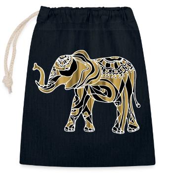 Elefant - Verschließbarer Geschenkbeutel aus Baumwolle (25x30cm) - Navy - Vorne