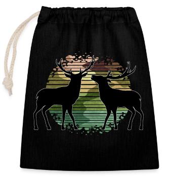 Deer - Closable cotton gift bag (25x30cm) - black - Front