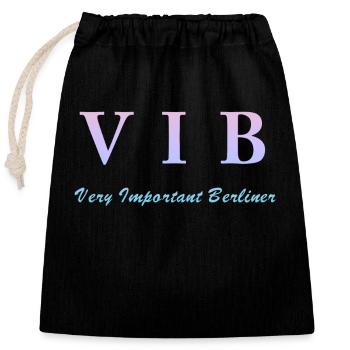 VIB very important berliner - Verschließbarer Geschenkbeutel aus Baumwolle (25x30cm) - Schwarz - Vorne