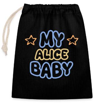 Prénom Alice - Sac cadeau en coton avec cordon (25 x 30 cm) - noir - Devant
