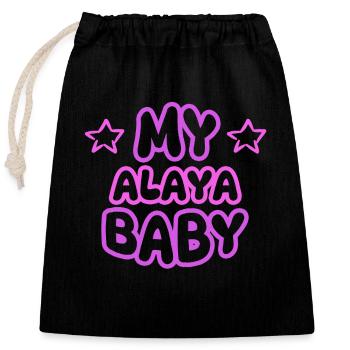 Prénom Alaya - Sac cadeau en coton avec cordon (25 x 30 cm) - noir - Devant