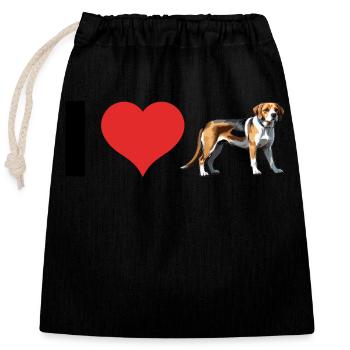I love Beagles - Pet Design - Verschließbarer Geschenkbeutel aus Baumwolle (25x30cm) - Schwarz - Vorne
