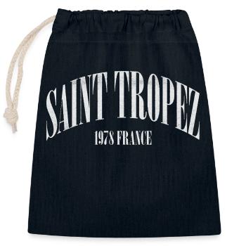Saint Tropez - France - Côte d’Azur 1978 - Sac cadeau en coton avec cordon (25 x 30 cm) - bleu marine - Devant