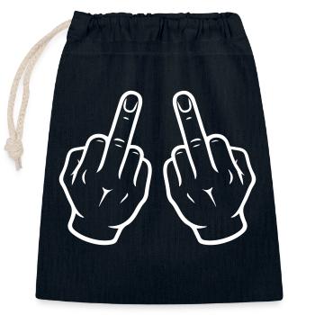Middle Finger Hand - Closable cotton gift bag (25x30cm) - navy - Front
