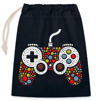 Pointillist Gamecontroller - Verschließbarer Geschenkbeutel aus Baumwolle (25x30cm) - Navy - Vorne
