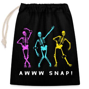 Fracture du bras Fracture osseuse du squelette d’Halloween - Sac cadeau en coton avec cordon (25 x 30 cm) - noir - Devant