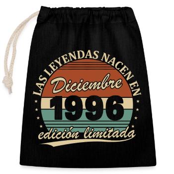 Décembre 1996 Rétro Vintage Anniversaire - Sac cadeau en coton avec cordon (25 x 30 cm) - noir - Devant
