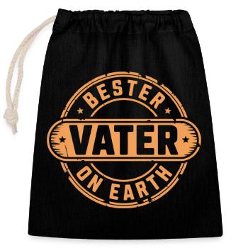 Bester Vater Vatertag - Verschließbarer Geschenkbeutel aus Baumwolle (25x30cm) - Schwarz - Vorne