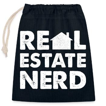 RealEstate Nerd - Verschließbarer Geschenkbeutel aus Baumwolle (25x30cm) - Navy - Vorne