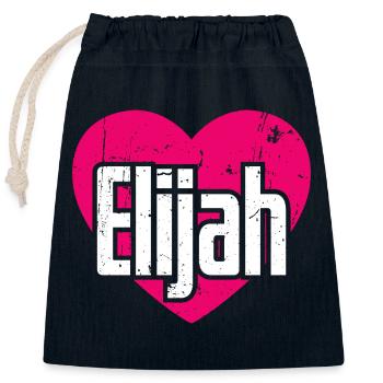 I Love Elijah Pink Heart I Love Elijah - Closable cotton gift bag (25x30cm) - navy - Front