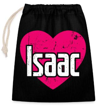 I Love Isaac Pink Heart I Love Isaac - Closable cotton gift bag (25x30cm) - black - Front