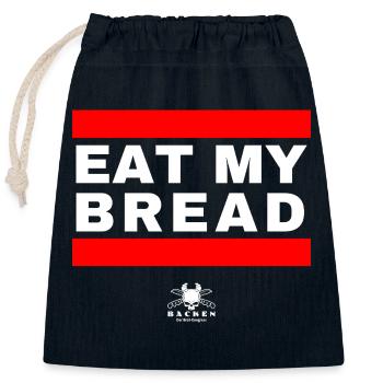 Iss Mein Brot - Was sonst? :) - Verschließbarer Geschenkbeutel aus Baumwolle (25x30cm) - Navy - Vorne