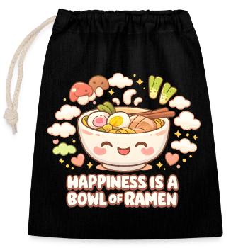 Bol de Ramen Kawaii - Sac cadeau en coton avec cordon (25 x 30 cm) - noir - Devant