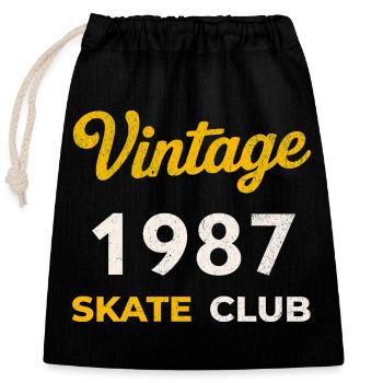 Vintage 1987 Skate Club Retro Geburtsjahr Geschenk - Verschließbarer Geschenkbeutel aus Baumwolle (25x30cm) - Schwarz - Vorne