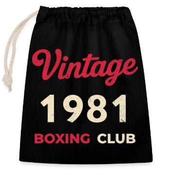 Vintage 1981 – Boxing Club Retro Geburtsjahr - Verschließbarer Geschenkbeutel aus Baumwolle (25x30cm) - Schwarz - Vorne