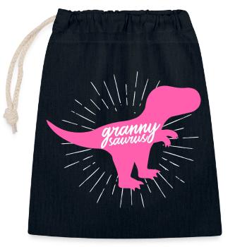 Grannysaurus T-Rex Dinosaure Funny Nan - Sac cadeau en coton avec cordon (25 x 30 cm) - bleu marine - Devant