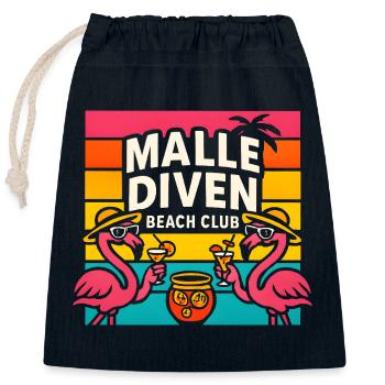 Malle Diven Beach Club Flamingo Mallorca Party  - Verschließbarer Geschenkbeutel aus Baumwolle (25x30cm) - Navy - Vorne