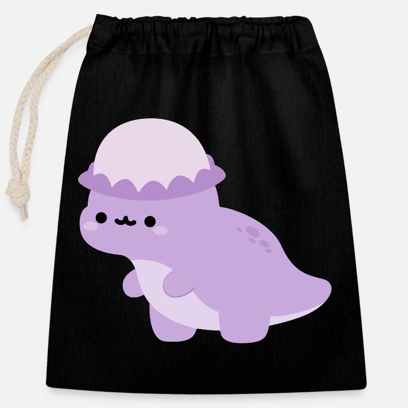 Pachycephalosaurus Dolly - Closable cotton gift bag (25x30cm) - black