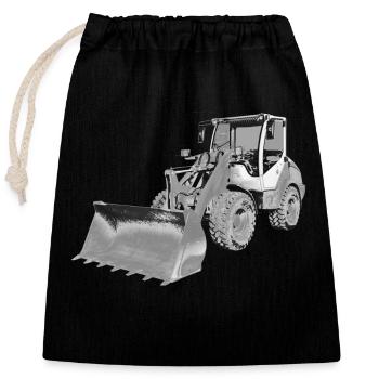 wheel loader - Closable cotton gift bag (25x30cm) - black - Front