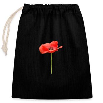 red open poppy - Closable cotton gift bag (25x30cm) - black - Front