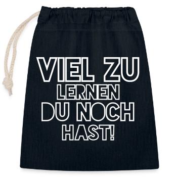 Tu as encore beaucoup à apprendre! - Sac cadeau en coton avec cordon (25 x 30 cm) - bleu marine - Devant