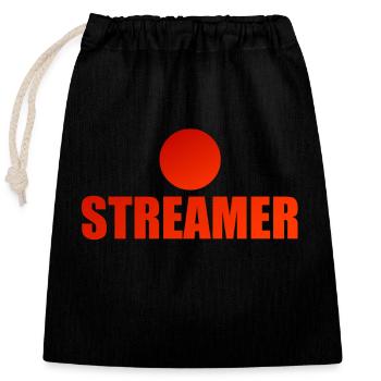 Stream Streamer YouTuber Twitch Twitcher Live - Closable cotton gift bag (25x30cm) - black - Front