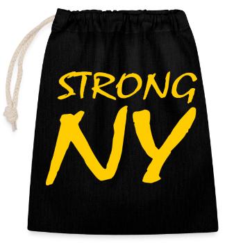new York - Closable cotton gift bag (25x30cm) - black - Front