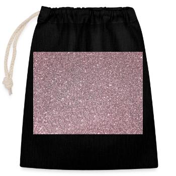 Vintage pink rose false glitter background - Closable cotton gift bag (25x30cm) - black - Front