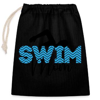 Swim mom Mutter eines Schwimmers - Verschließbarer Geschenkbeutel aus Baumwolle (25x30cm) - Schwarz - Vorne