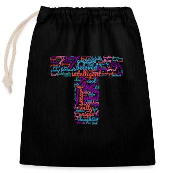 Taylor Wortwolke Buchstabe T Geschenk für Taylor - Verschließbarer Geschenkbeutel aus Baumwolle (25x30cm) - Schwarz - Vorne
