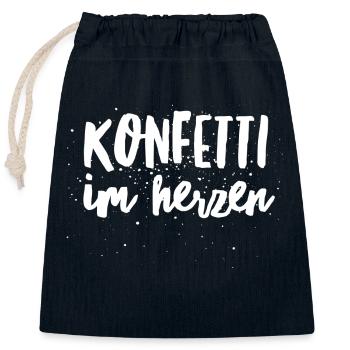 Konfetti im Herzen Fasching Karneval Konfetti - Verschließbarer Geschenkbeutel aus Baumwolle (25x30cm) - Navy - Vorne