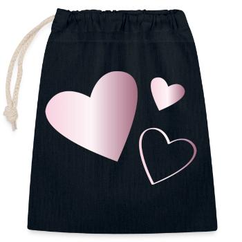 Two Hearts Tourmaline Pink - Closable cotton gift bag (25x30cm) - navy - Front