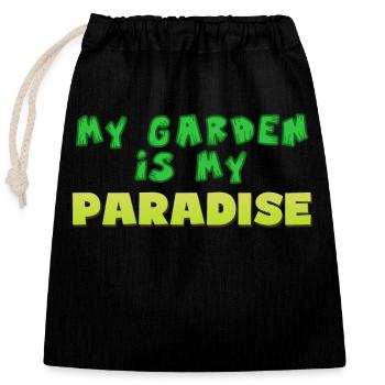 garden, my garden is my paradise - Jardin Paradis - Sac cadeau en coton avec cordon (25 x 30 cm) - noir - Devant
