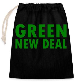 Green new deal - Verschließbarer Geschenkbeutel aus Baumwolle (25x30cm) - Schwarz - Vorne