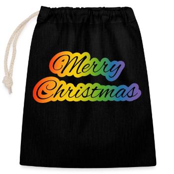 LGBT lgbtqi queer merry christmas rainbow - Closable cotton gift bag (25x30cm) - black - Front