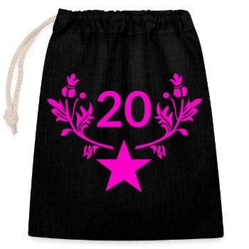 Birthday - Closable cotton gift bag (25x30cm) - black - Front