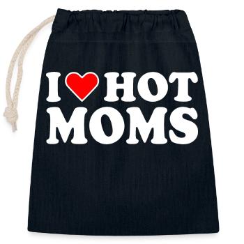 I love hot moms - Verschließbarer Geschenkbeutel aus Baumwolle (25x30cm) - Navy - Vorne