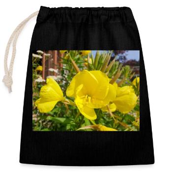 common evening primrose Oenothera biennis - Closable cotton gift bag (25x30cm) - black - Front