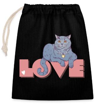 Britische Kurzhaarkatze - Love BKH - Verschließbarer Geschenkbeutel aus Baumwolle (25x30cm) - Schwarz - Vorne
