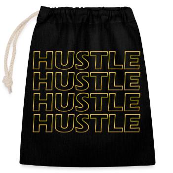 Hustle Hustle Hustle Hustle Umrandung - Verschließbarer Geschenkbeutel aus Baumwolle (25x30cm) - Schwarz - Vorne