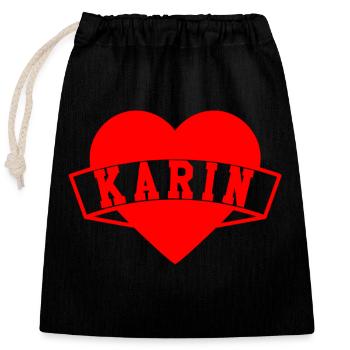 Karin Herzen - Closable cotton gift bag (25x30cm) - black - Front