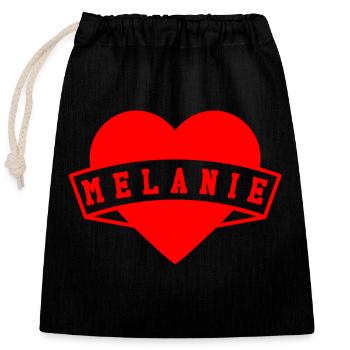 Mélanie Herzen - Sac cadeau en coton avec cordon (25 x 30 cm) - noir - Devant